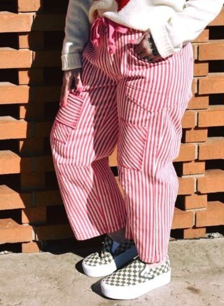 Bibi Stripe Barrell Pant Fuschia