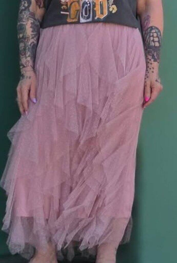Layered Polka Dot Mesh Skirt