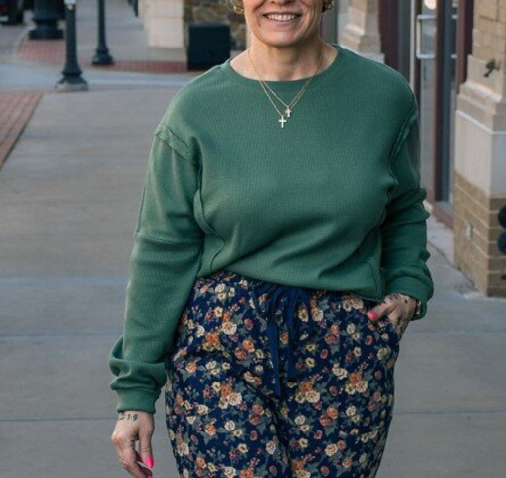 Solid Raw Hem Green Longsleeve