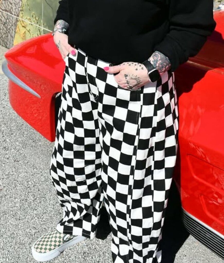 Checkered Wide Barrel Pant