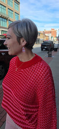 Red/Pink Stripe Sweater 3/4 Sleeve