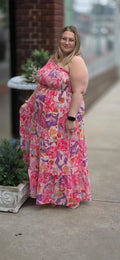 Pink Abstract Floral Dress