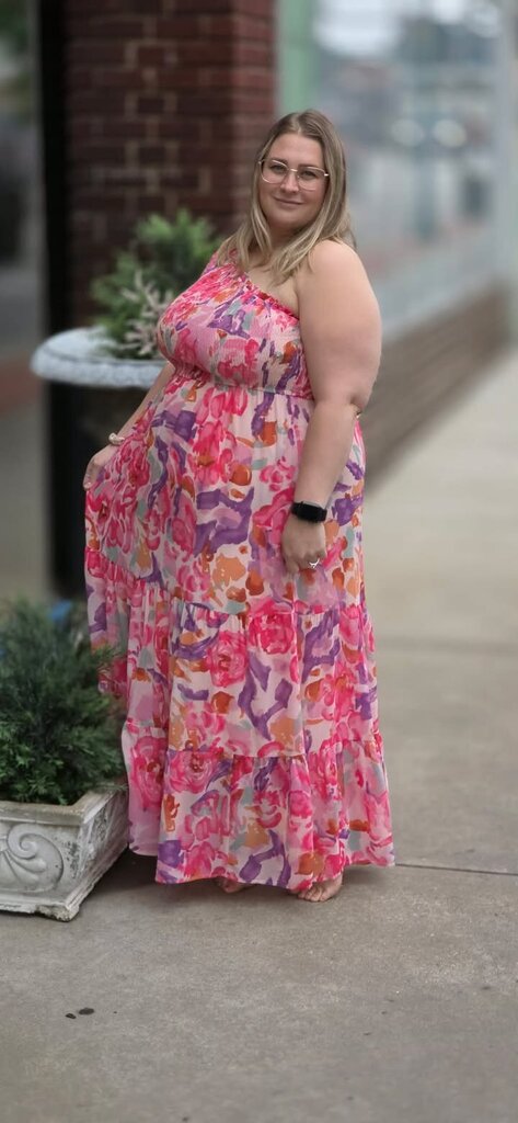 Pink Abstract Floral Dress