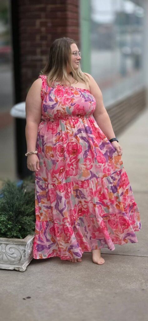 Pink Abstract Floral Dress