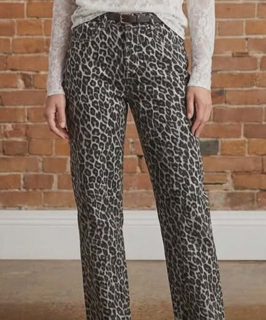 Leopard Print Barrel Jean