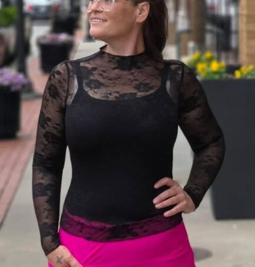 Black Floral Mesh