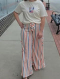 Striped Wide Leg Red & Blue